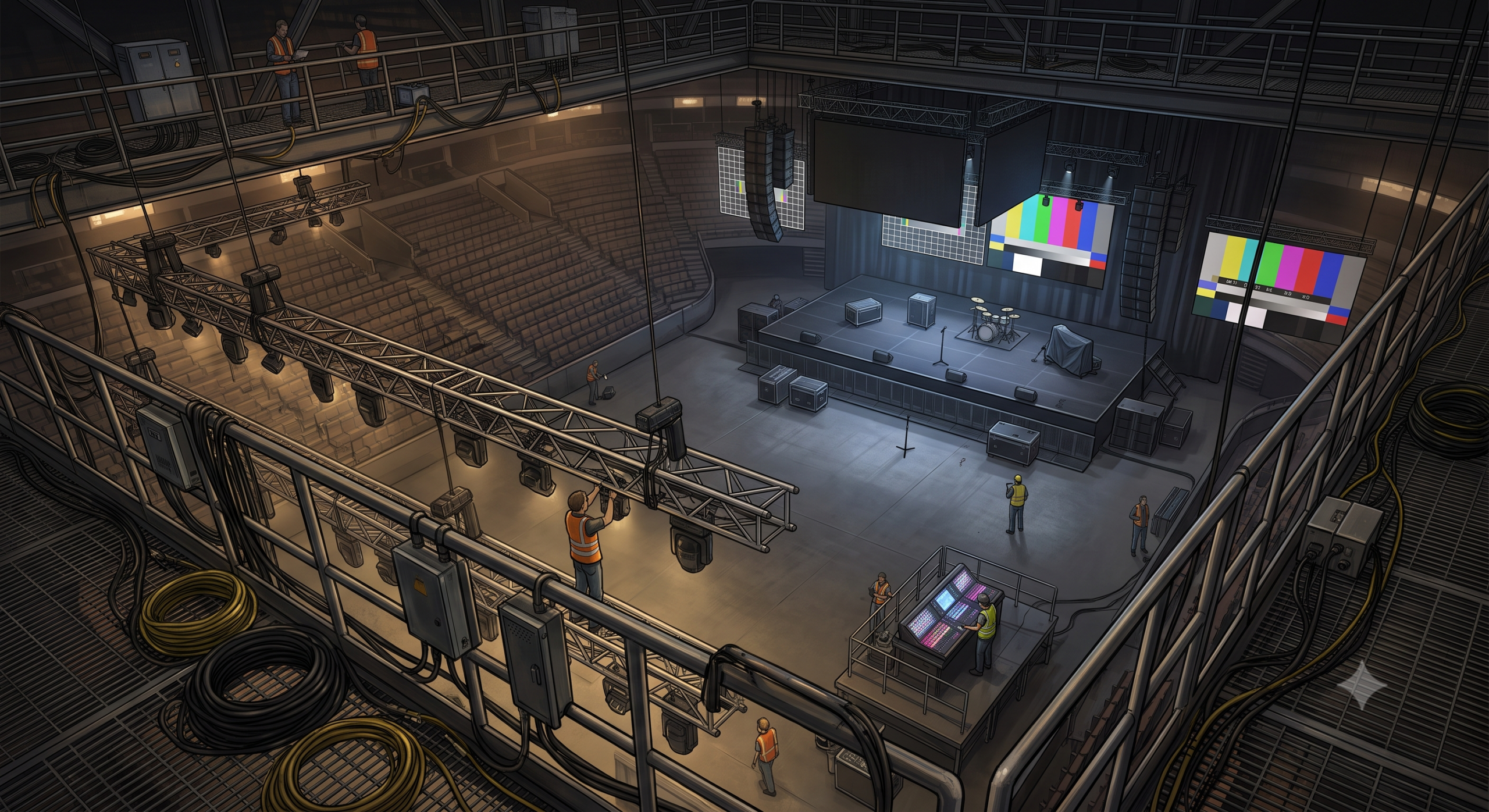 glowing arena during soundcheck