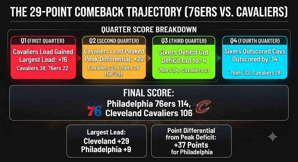 The 29-Point Comeback Trajectory (76ers vs. Cavaliers)